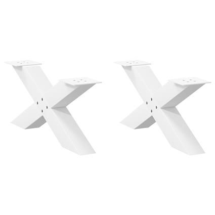 vidaXL Pernas mesa centro 2 pcs em forma de X 70x(30-31) cm aço branco