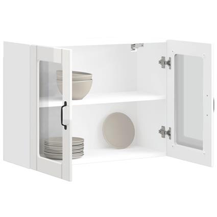 vidaXL Armário parede de cozinha porta vidro Lucca branco brilhante