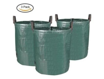 Saco de Resíduos Verde Saco de Grama Suporte de Saco 3 X 272L Saco de Jardim Saco de Lixo de Jardim em Pe Sólido Autoportante e NETBOAT