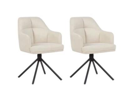 Juego de 2 sillas giratorias tapizadas BELIANI Mira de Poliéster Beige 46x60x84