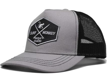 Boné Ajustável Unissexo SURF MONKEY Trucker Viseira Curva Design Painéis Remendo Costurado Frontal Fecho Coroa Azul (Tamanho Único)