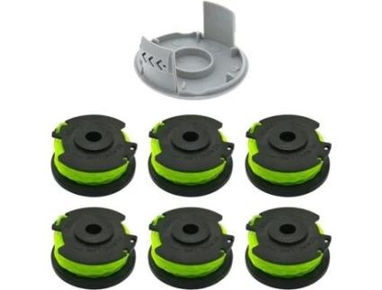 Carretel de Linha de Reposição para Cortador de Escova Ryobi Rac143 Rlt36B33 e Ry36Lt33A-0 6 Carretéis 1 Tampa AQSACOKIYA