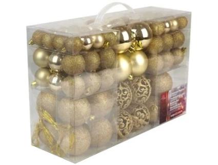 Mala para Presentes de Natal GOBRO 100 Peças Enfeites de Natal Dourados