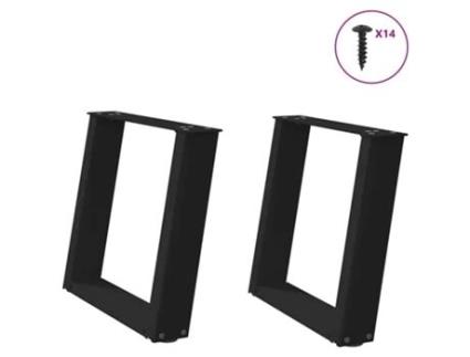 Conjunto 2 Perna da mesa de centro VIDAXL Preto Aço