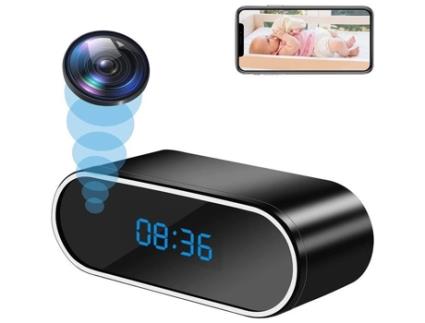 Câmera Espiã Hd 1080P Wifi Clock com Visão Noturna e Detecção de Movimento TUYA