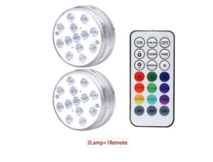 Projetor 1 Controlador 2 Lâmpadas Led Submersível Luz Submersa com Controle Remoto Rf Ideal para Lago de Piscina Ou Suporte de Vaso GOTOTOP