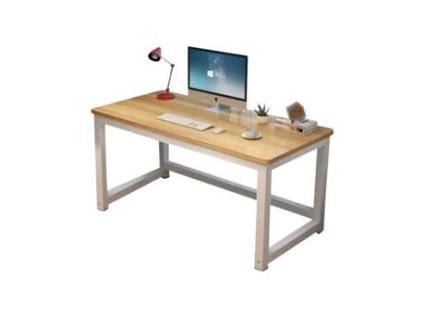 Secretária em Madeira Perna em Metal para Computador em Sala de Estudo Escritório e Escritório 80 Cm Efeito Carvalho LUTODY HOME SPAIN