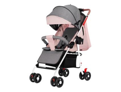 Carrinho de Bebé Dobrável e Reclinável Carrinho Leve com Suporte para Copos Do Nascimento Aos 25 kg Rosa LUTODY HOME SPAIN