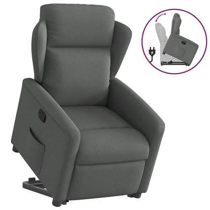 vidaXL Poltrona reclinável elevatória tecido cinzento-escuro