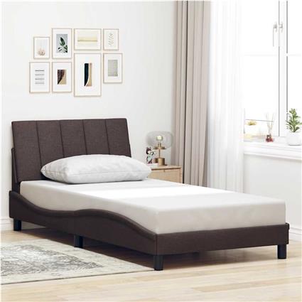 vidaXL Estrutura de cama sem colchão 100x200 cm tecido castanho-escuro