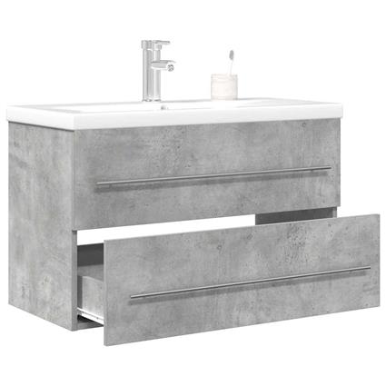 vidaXL 2 pcs conj. móveis casa banho derivados madeira cinza cimento