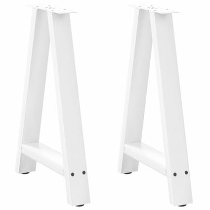 vidaXL Pernas mesa centro 2 pcs em forma de A 60x(72-73) cm aço branco