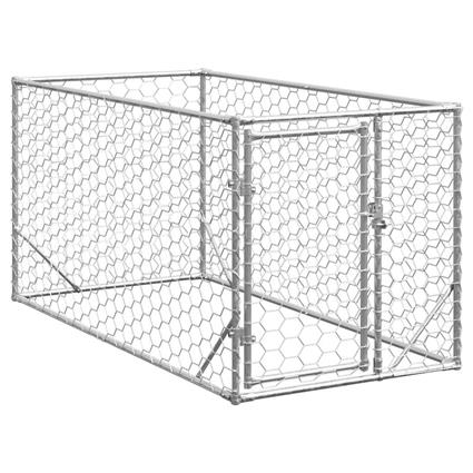 vidaXL Canil exterior para cães com porta 2x1x1 m aço galvanizado