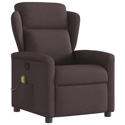 vidaXL Poltrona de massagens reclinável tecido castanho-escuro