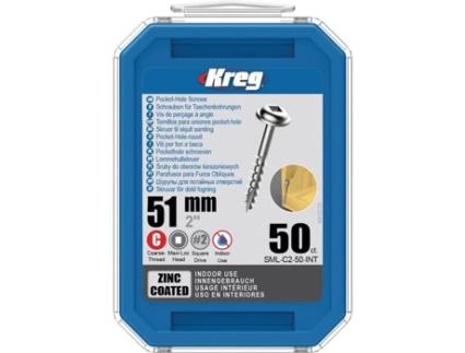 50 Parafusos com Furo de Bolso 51 Mm Maxi-Loc Revestidos de Zinco Rosca Grossa Kreg Sml-C2-50 KREG & MANSEN