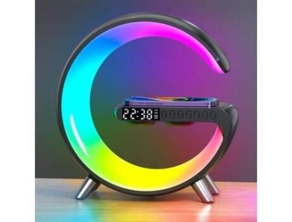 Carregador Sem Fio com Alto-Falante Bt Luz Led Rgb Despertador Digital Luz Noturna Luz de Despertar Iphone Samsung 15W X-TOUT