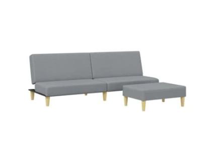 Sofá-cama de 2 lugares c/ apoio de pés VIDAXL tecido cinzento-claro (200 x 84.5 x 69 cm)
