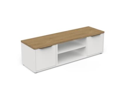 Móvel TV ACCESS - 2 Portas 1 Nicho - Carvalho Hamilton e Branco - 134,8 x 39,6 x 39,1 cm DEMEYERE