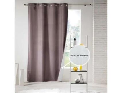 Cortina com Ilhós 140 X 260 Cm Poliéster Térmico Liso Icemount Taupe DOUCEUR D'INTERIEUR