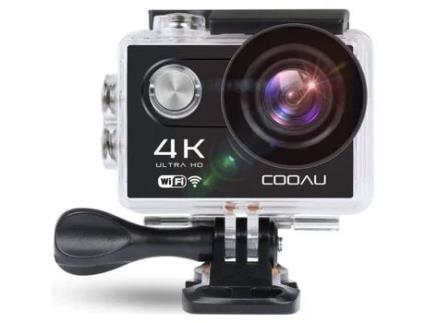 Câmera Esportiva COOAU 4K Wifi À Prova D'Água 30M com Baterias Recarregáveis de 1050Mah e 19 Acessórios