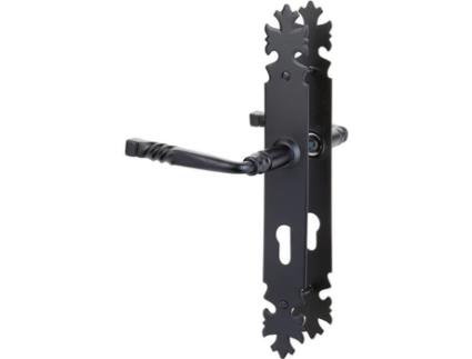 Maçaneta para Porta de Entrada Loire BRIONNE Preto Chave I 195 Mm