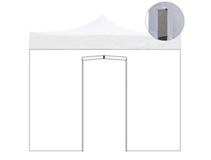 Folha Lateral Impermeável Branca de 4 5X2M com Porta de Enrolar para Gazebo Que Pode Ser Fechada Novamente DIVINA GARDEN