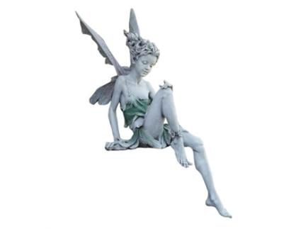 Estátua de Fadas Jardim Ornamento 18Cm Alta Fada Estatueta Resina para Estudo Sala Estar Quintal Branco TOPOFLY