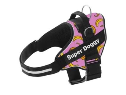Arnês Personalizado para Cães Estampa Banana Rosa SUPER DOGGY