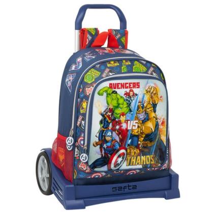 Mochila Escolar com Rodas Evolution  Heroes VS Thanos Multicolor Azul Marinho