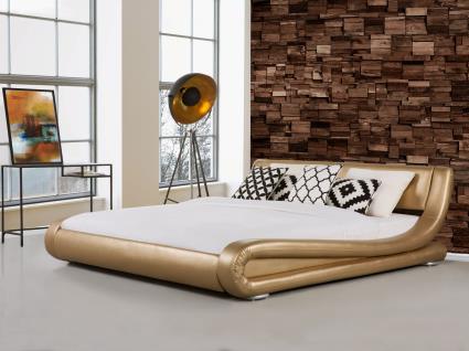 Cama de casal em pele dourada 160 x 200 cm AVIGNON