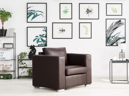 Poltrona em pele genuína castanho HELSINKI