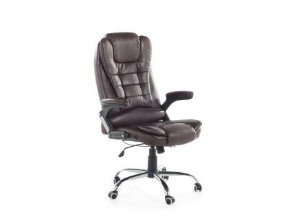Cadeira de escritório em pele sintética castanha com encosto ajustável ROYAL