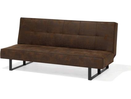 Sofá-cama de 3 lugares em pele sintética castanha 189 cm DERBY