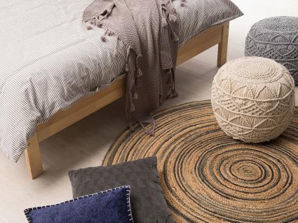 Tapete redondo de juta ? 140 cm creme e preto ARTORA