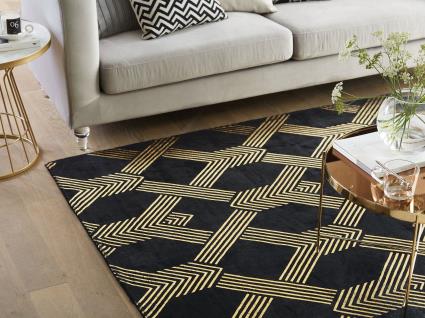 Tapete de viscose 160 x 230 cm preto e dourado VEKSE