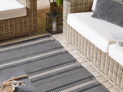 Tapete de exterior 160 x 230 cm creme e preto MANSA