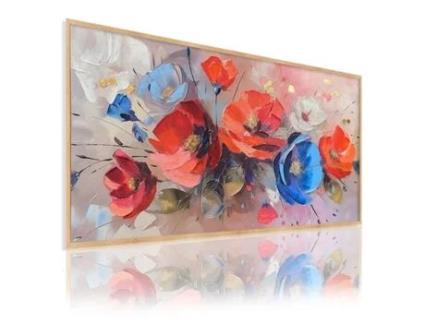 Quadro Pintado À Mão Natureza 140X70 Cm Armonia Floral Quadros Modernos a Óleo com Moldura Cor Madeira DEKOARTE