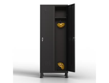 Cacifo Metálico de 2 Portas 180X65X40 Cm para a Sua Oficina Ou Escritório Cacifo Metálico com Fechadura Preto TWINTHINK