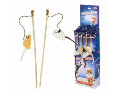 Conjunto de Varas de Pesca para Gatos com Rato de Pelúcia com Som e Erva. NOBBY PET X16