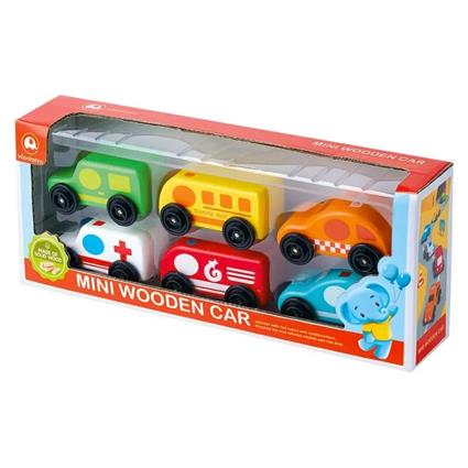 Caixa de 6 Pequenos Veículos de Madeira Multicolor Wb035 INNOVATOYS