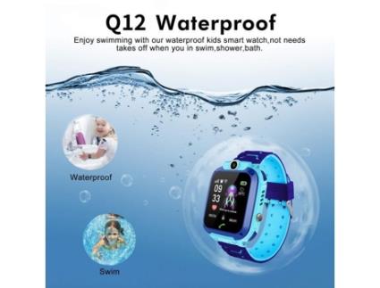 Ifcowrelógio Inteligente Gps Infantil Azul À Prova D'Água Relógio Inteligente Infantil Câmera Sensível Ao Toque Chamada Sos Rastreador Anti-Perd