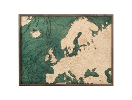 Mapa 3D com Moldura Europa L Madeira Multicolorido 81X6X61 Cm CUTTING BROTHERS