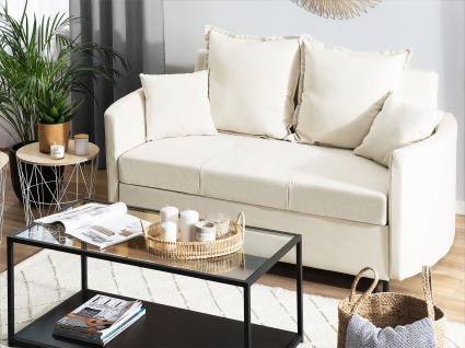 Sofá-cama de 2 lugares em tecido creme HOVIN