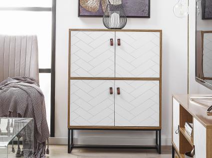 Cómoda com 4 portas em castanho claro e branco NUEVA