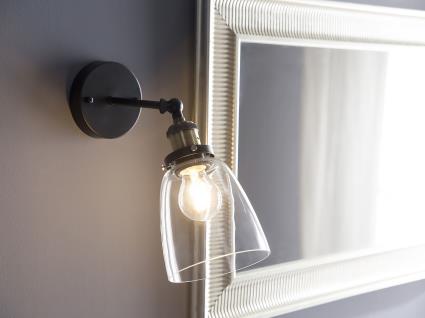 Conjunto de 2 candeeiros de parede em vidro e preto LOVAT