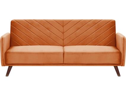Sofá-cama de 3 lugares em veludo laranja SENJA