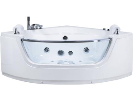 Banheira de hidromassagem de canto 150 cm com LED em branco MANGLE