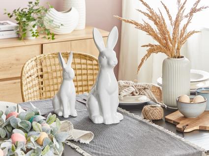 Figura decorativa com forma de coelho cerâmico branco 39 cm PAIMPOL