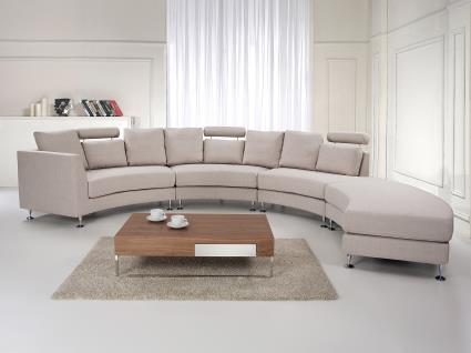Sofá circular de 7 lugares em tecido creme ROTUNDE