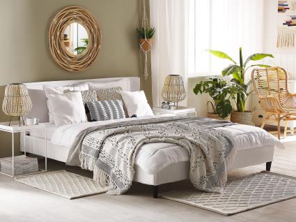 Capa de estrutura de cama em veludo branco 180 x 200 cm FITOU
